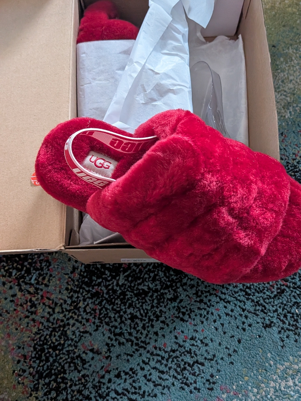 UGG Fluff Yeah Slide - Dark Red Fuzzy Slide